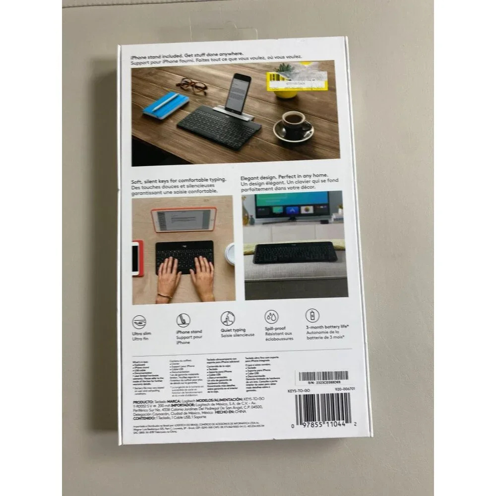 NEW Logitech Keys-To-Go Ultra Slim Bluetooth Keyboard For iPhone/iPad/Apple TV